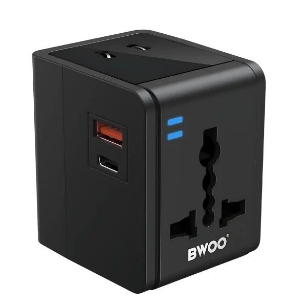 Travel Adapter 15W 2 in 1 with Type-C + USB-A for EU UK AUS US